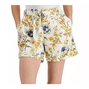 I.N.C. INTERNATIONAL CONCEPTS LINEN CREAM, BLUE, & YELLOW FLORAL SHORTS SZ.8 EUC